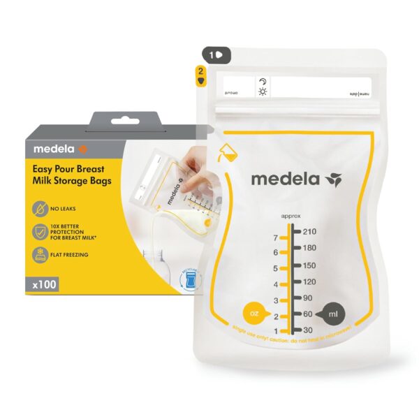 Medela Easy Pour – Pack de 100 bolsas de almacenamiento de leche materna (210 ml)